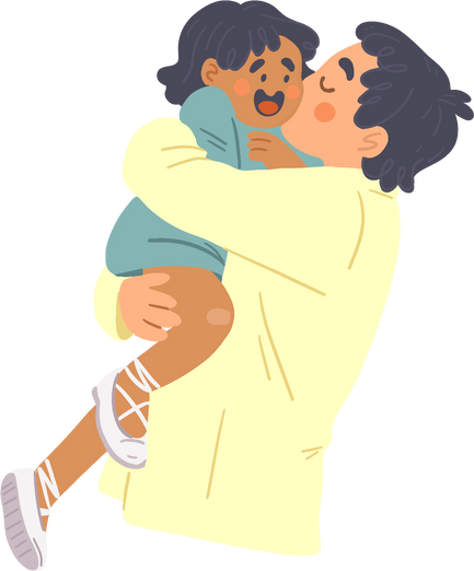 Clean Cartoon Father Kissing Daughter